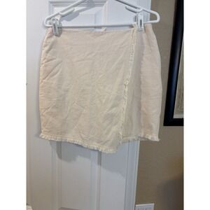 Cream Fringe Trim Mini Skirt
